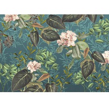 Bloemenbehang met een bloemmotief van bladeren en bloemen