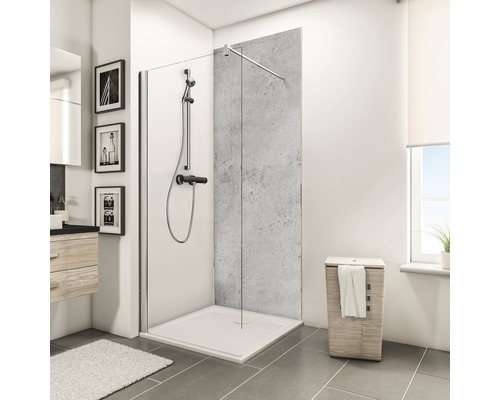 SCHULTE Douche achterwand 100x255 cm hoogglans steen lichtgrijs Moderne badkamer met inloopdouche, douchearmatuur en wastafelonderkast
