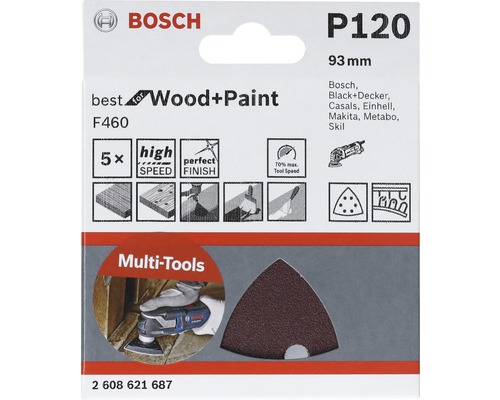 Bosch schuurblad set P120 voor multitool, geschikt voor hout en verf
