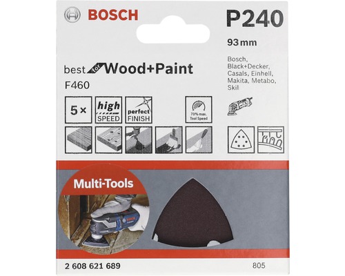 Bosch P240 schuurblad voor hout en verf, 93 millimeter, geschikt voor multitools
