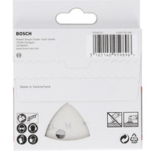 Bosch Logo. Verpakking van een schuurpapier in driehoekige vorm voor schuurmachines.