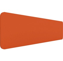 Een oranje, wigvormig decoratief element.