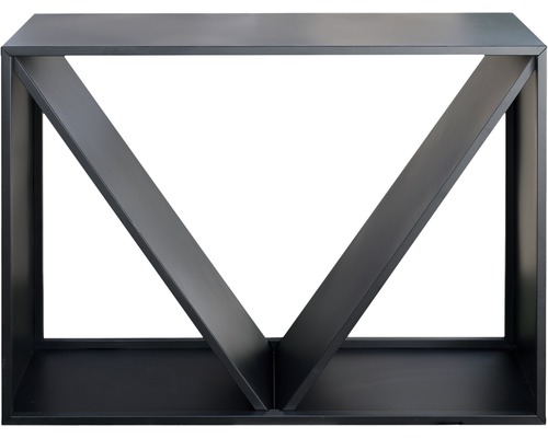 Haardhoutrek metaal zwart 114,5x35x80 cm