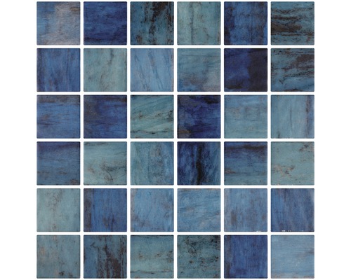 Zwembad mozaïektegel Penta Forest blauw 31,1x31,1 cm Mozaïektegel met vierkante, verschillend ontworpen elementen