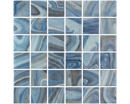 Zwembad mozaïektegel Penta Tourmaline 31,1x31,1 cm Vierkante glazen mozaïektegels met marmerpatroon