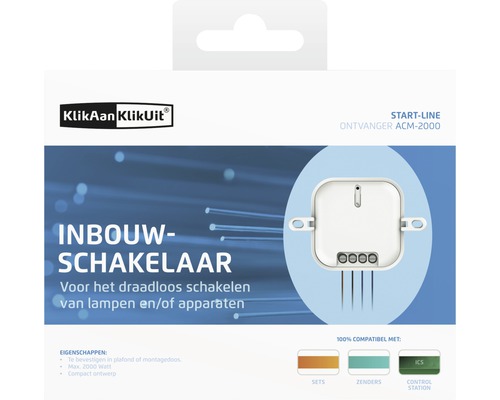KlikAan KlikUit inbouwschakelaar voor draadloos schakelen van lampen en apparaten