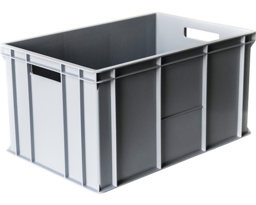 Grijze kunststof opbergbox met handgrepen
