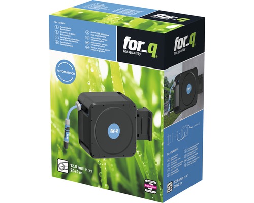 Verpakking van een automatische slangenbox met 12,5 mm slang en 20 plus 2 meter lengte