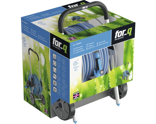 Verpakking van een haspelwagen van for_q met 30 meter slang