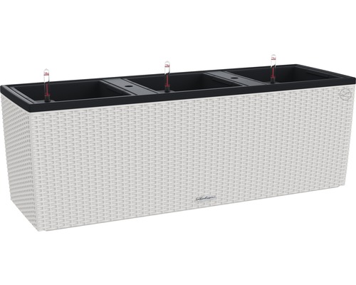 LECHUZA All-in-One Set Balkonbak Cottage Trio Kunststof wit 100x32x34 cm Rechthoekige plantenbak met irrigatiesysteem