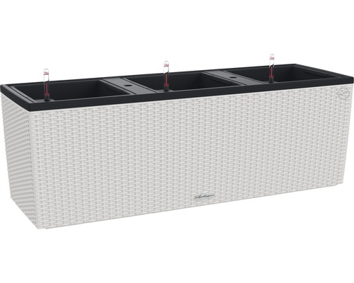 LECHUZA All-in-One Set Balkonbak Cottage Trio Kunststof wit 129x42x44 cm Plantenbak met irrigatiesysteem