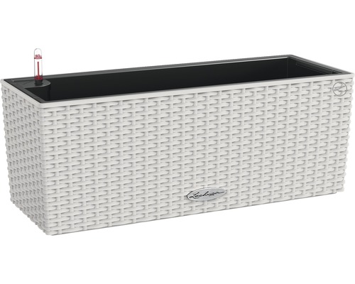 LECHUZA All-in-One Set Balkonbak Cottage Balconera Kunststof grijs 50x19x19 cm Plantenbak in rotan-design met waterniveau-indicator
