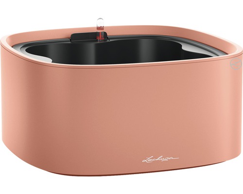 LECHUZA All-in-One Set Bloempot Color Pila Kunststof lichtroze Ø 35 cm H 16,6 cm Lechuza Cube Glossy Triple zelfbewatering kweekpot