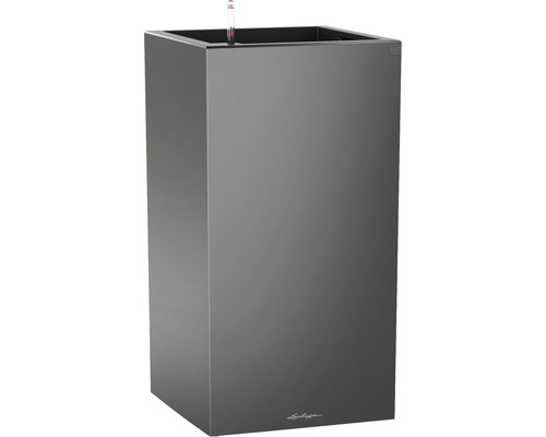 LECHUZA All-in-One Set Plantenbak Premium Canto Kunststof grijs 40x40x76 cm Vierkante plantenbak met irrigatiesysteem