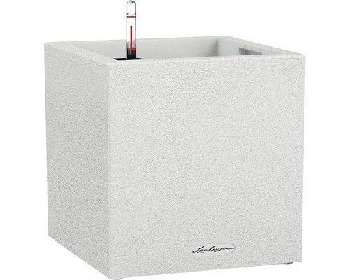 LECHUZA Plantenbak Canto Stone Kunststof All-in-One Set wit 40 x 40 x 41 cm Vierkante plantenbak met waterniveau-indicator