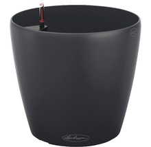 Zwarte plantenpot met waterniveau-indicator
