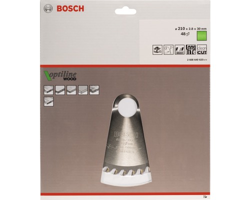Bosch Optiline Wood cirkelzaagblad, 210 x 2,8 x 30 millimeter, 48 tanden