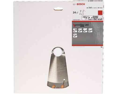 Bosch Speedline LWZ houtzaagblad, 250 x 3,2 x 30 millimeter