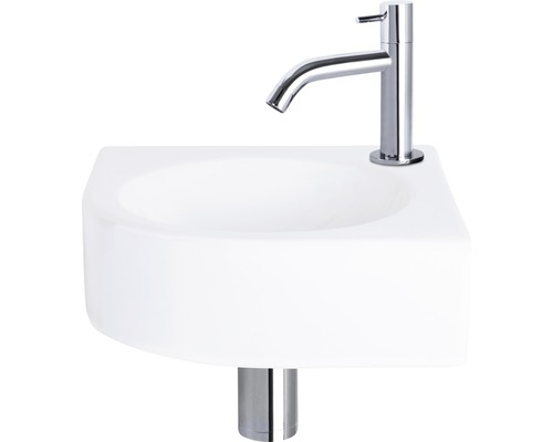 Witte keramische opzetwastafel met chromen kraan