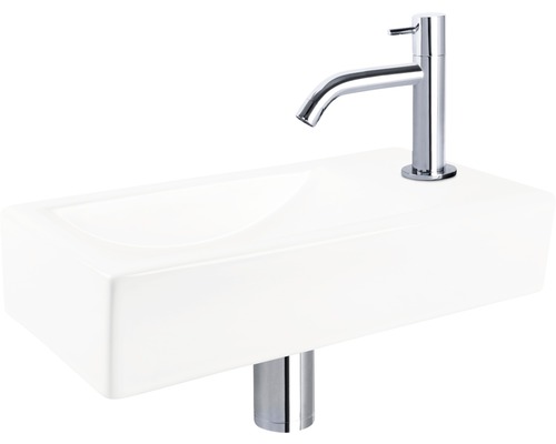 Keramische wastafel met kraan en sifon