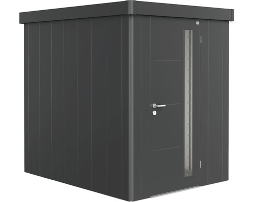 BIOHORT Berging Neo 2A incl. standaard deur donkergrijs metallic 180x236x222 cm Metalen tuinhuis met deur en raam