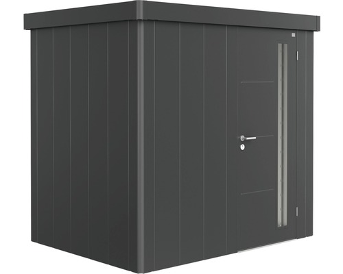 BIOHORT Berging Neo 1B incl. standaard deur donkergrijs metallic 236x180x222 cm Metalen tuinhuis met deur en raam