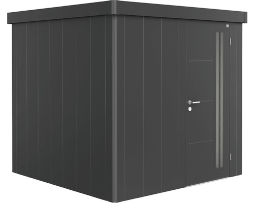 BIOHORT Berging Neo 2B incl. standaard deur donkergrijs metallic 236x236x222 cm Tuinhuis met deur en verticale wandelementen