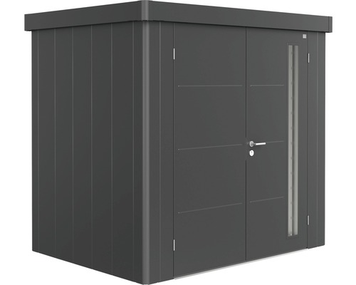 BIOHORT Berging Neo 1B incl. dubbele deur donkergrijs metallic 236x180x222 cm Metalen tuinhuis met dubbele deur en zijraam