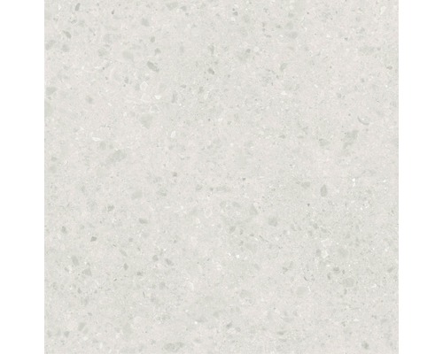 Wand- en vloertegel Yeotek ivory 90x90 cm gerectificeerd Close-up van een heldere kwartscomposietplaat met gespikkelde textuur.