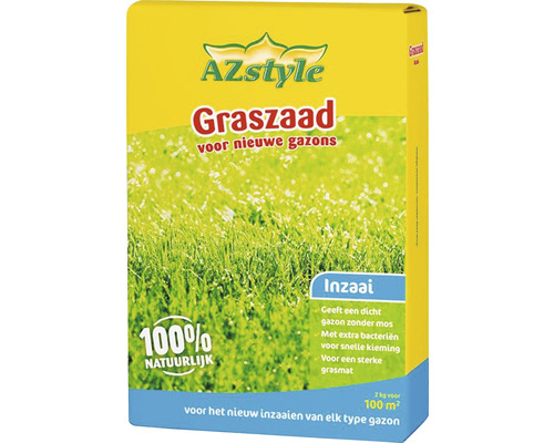 AZSTYLE ECOSTYLE Graszaad inzaai 2 kg 100 m² AZstyle Graszaad voor nieuwe gazons in een verpakking van 2 kilogram