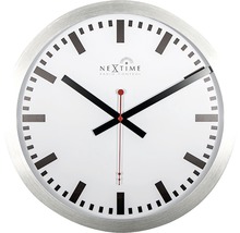 NEXTIME Wandklok Station aluminium wit ø 35 cm