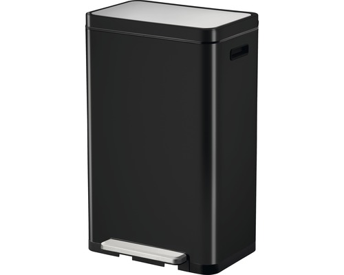 Zwarte stalen pedaalemmer met rechthoekige vorm