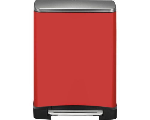 Rode pedaalemmer met zilverkleurig deksel voor afvalverwerking