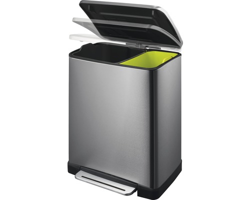 Afvalemmer met twee compartimenten en pedaalmechanisme