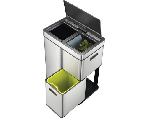 Afvalscheidingssysteem met drie containers van roestvrij staal