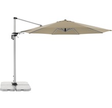Vrijhangende parasol met vierkant doek op marmeren voet