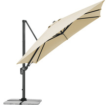 Vrijhangende parasol met grijs frame en stenen voet