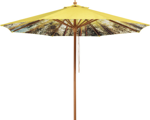 Parasol met houten frame en boommotief
