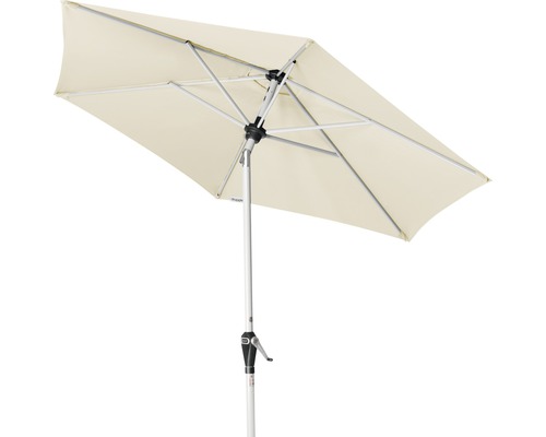 Rechthoekige parasol met lichte bekleding en zilverkleurig frame