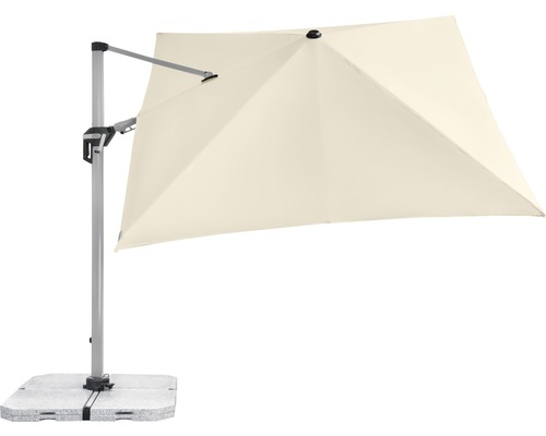 Vrijhangende parasol met vierkant scherm en voet