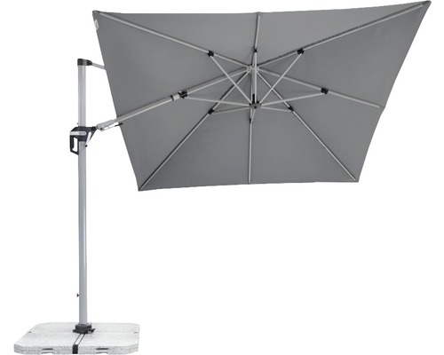 Vrijhangende parasol met rechthoekig scherm en voet