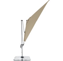 Beige zweefparasol met metalen voet voor buiten