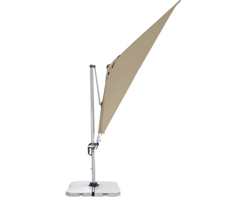 Beige zweefparasol met metalen voet voor buiten