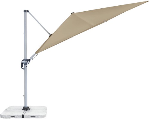 Vrijstaande parasol met betonnen voet voor de tuin