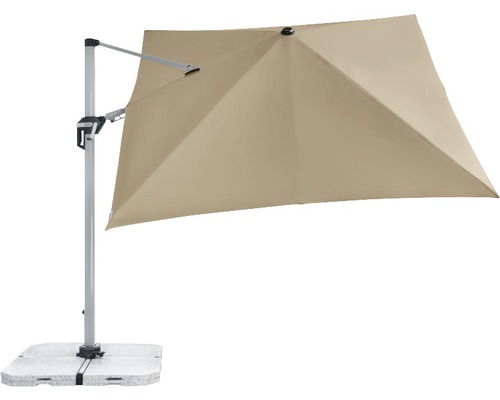 Vrijhangende parasol met vierkant scherm en voet