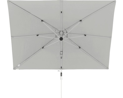 Rechthoekige parasol van onderen gezien