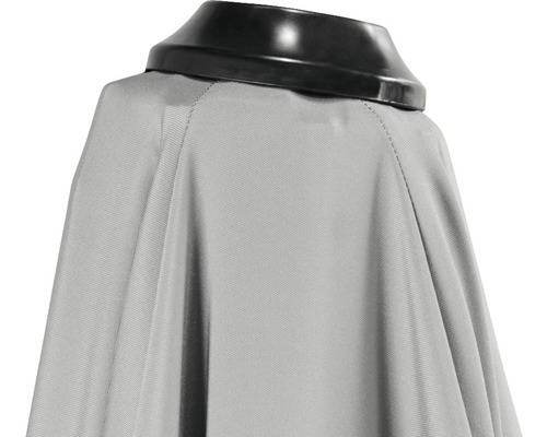 Grijze cape met zwarte kraag