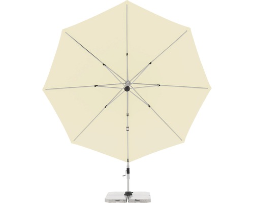 Open, vierkante parasol met voet