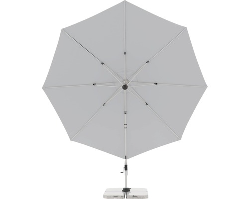 Geopende parasol met voet