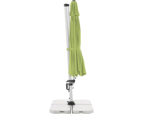 Gesloten zweefparasol met parasolvoet